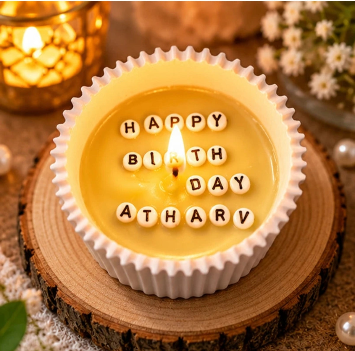 Personalized Happy Birthday Candle | Custom Name Birthday Decoration