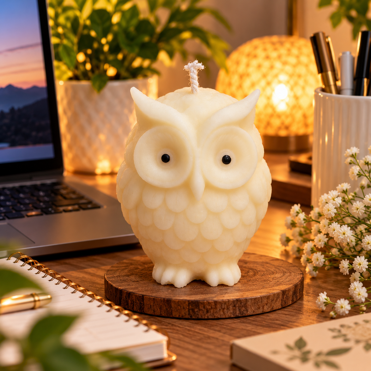 Owl Decorative Candle – Cute Owl-Shaped Candle (Pack of 4)