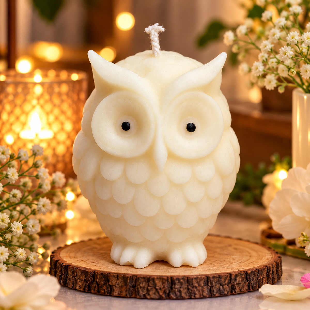Owl Decorative Candle – Cute Owl-Shaped Candle (Pack of 4)