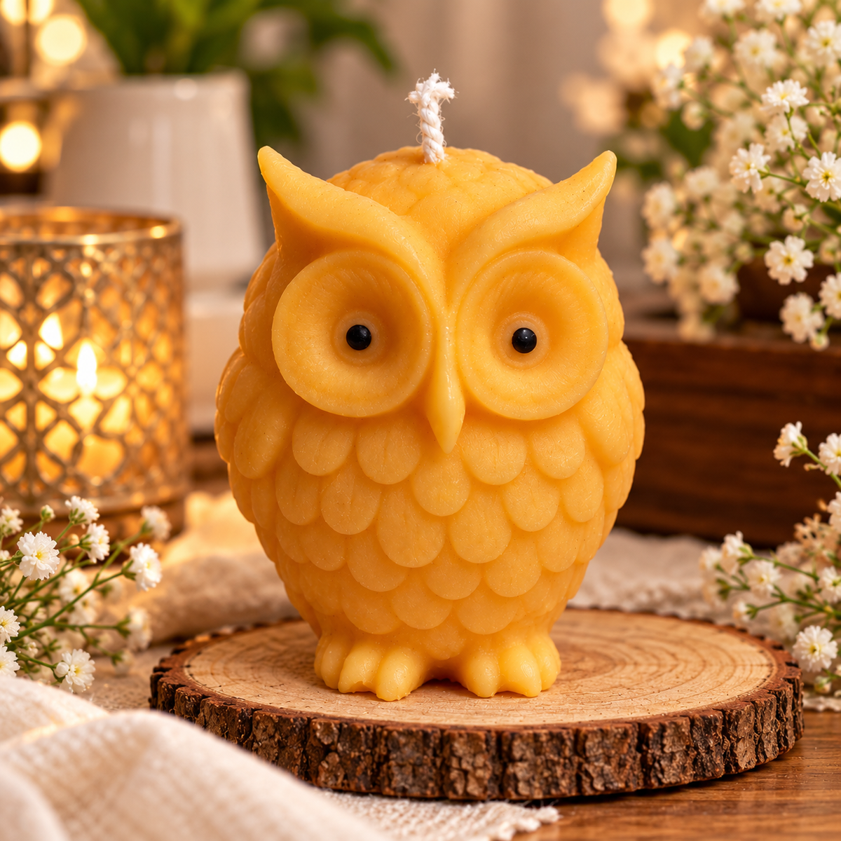 Owl Decorative Candle – Cute Owl-Shaped Candle (Pack of 4)
