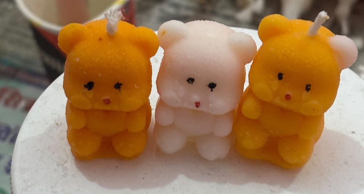Cute Teddy Bear Decorative Candles – Set of 10 Pieces