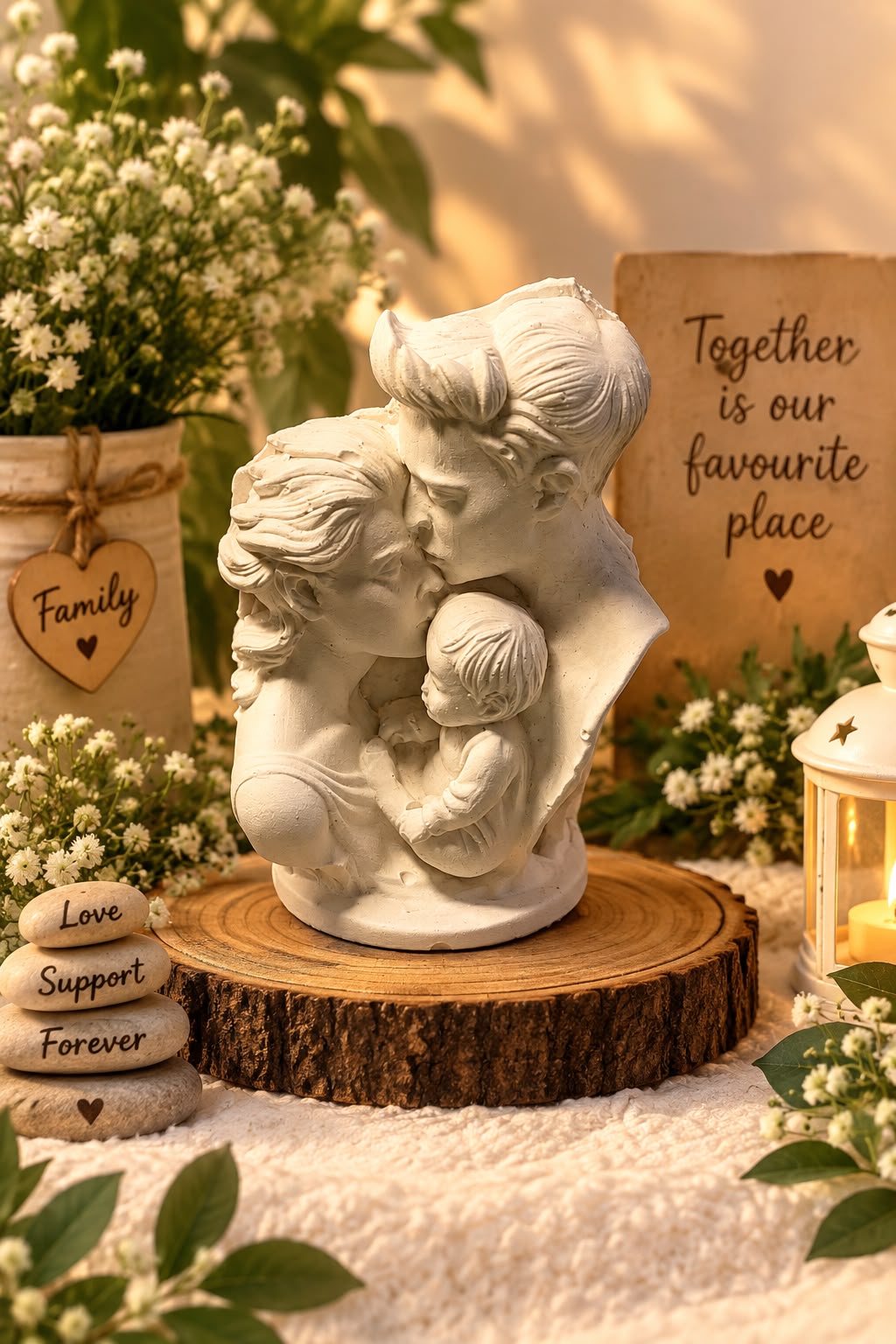 Parent & Baby Embrace Candle – White Figurine Decorative Candle