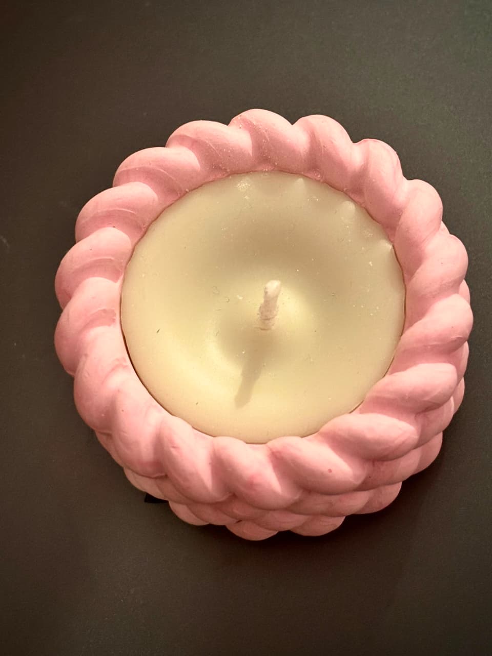 Rope Design Concrete Candle – Cream Decorative Candle