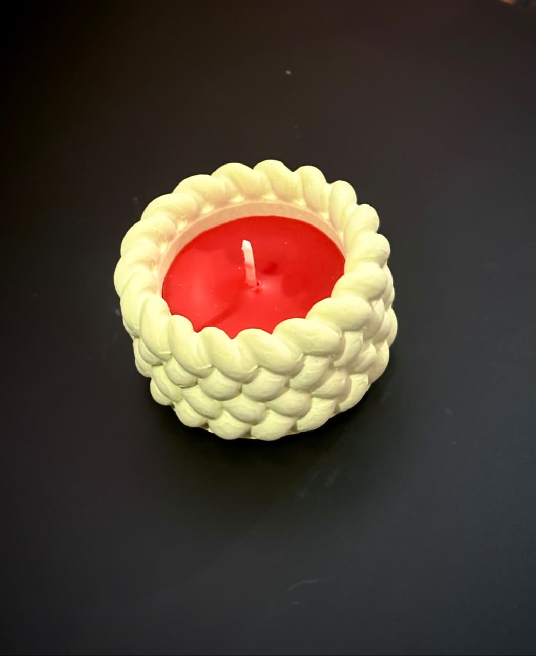 Rope Design Concrete Candle – Cream Decorative Candle
