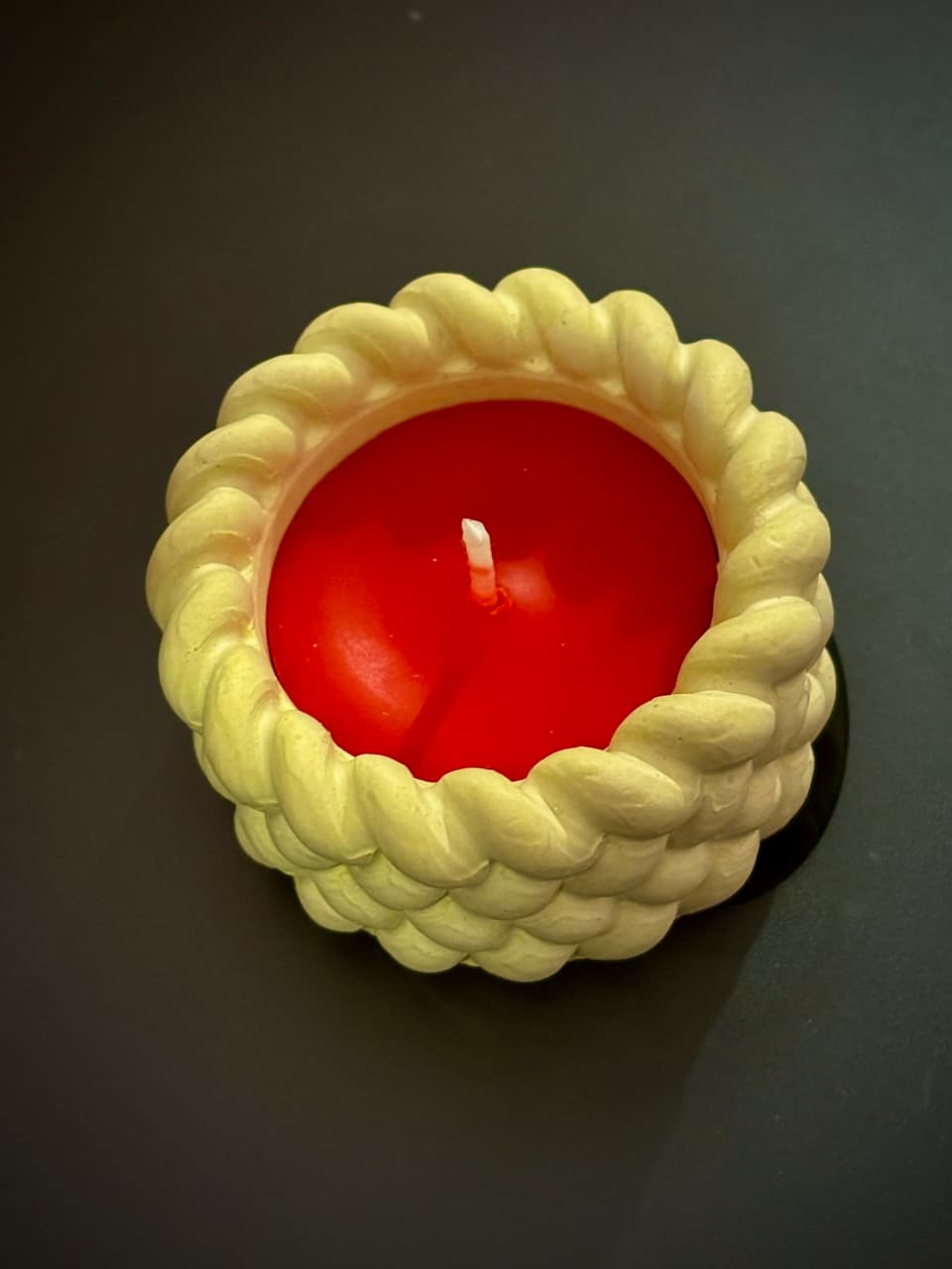 Rope Design Concrete Candle – Cream Decorative Candle